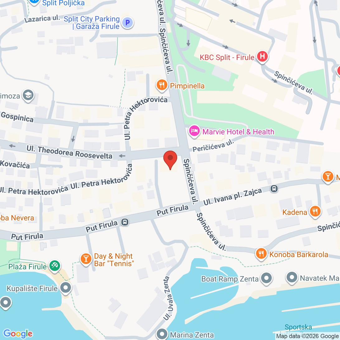 Mapa lokacije Slane Sobe Split, Ulica Theodorea Roosevelta 54
